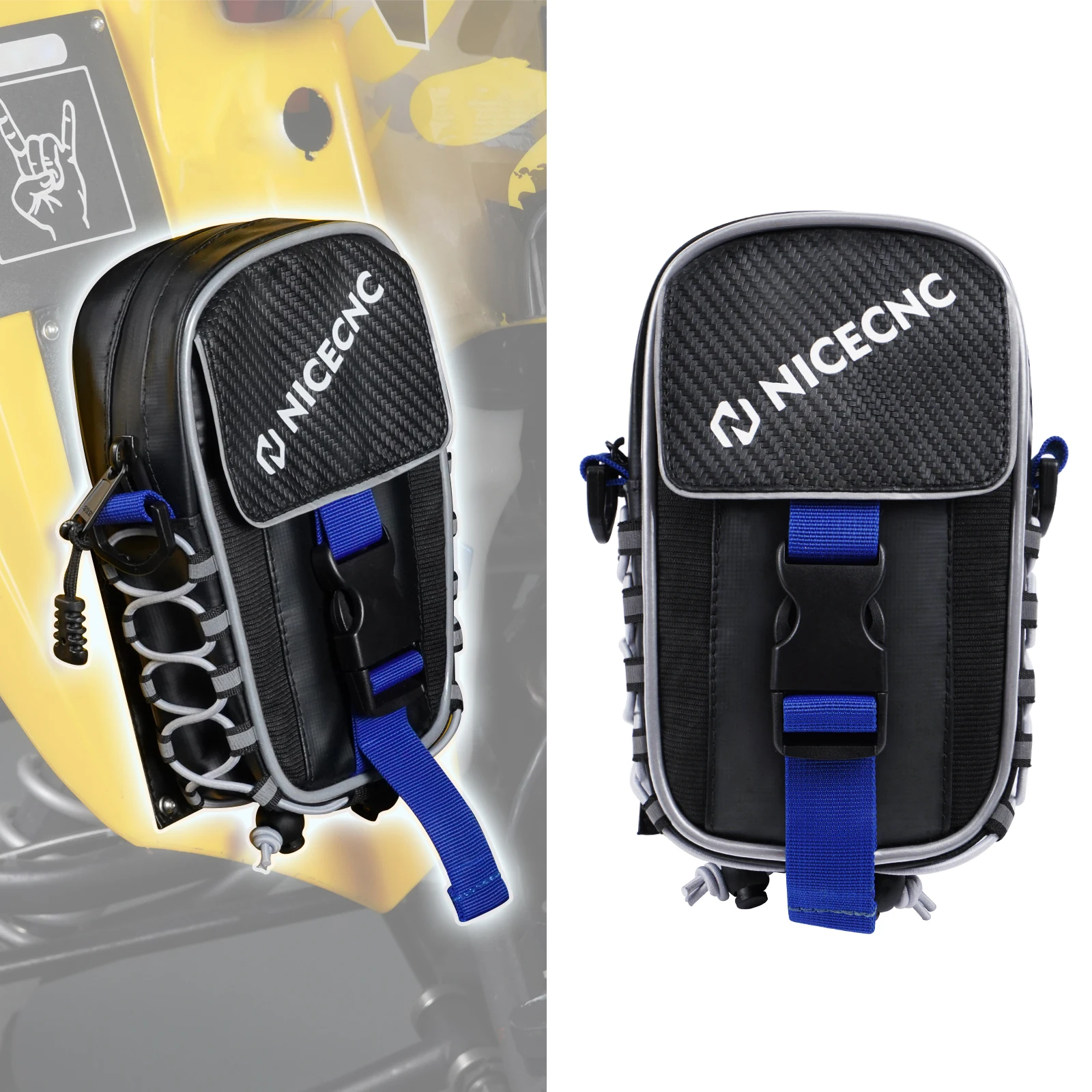 

NICECNC For Yamaha Raptor 700 2016-2023 700R SE Fender Bag Warning Tag Board Storage Shoulder Waterproof Bag ATV Accessories