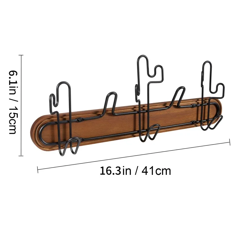 High Quality Rust Free Multifunctional Wall Hanger Storage Wooden Coat Hook Hanger Bracket