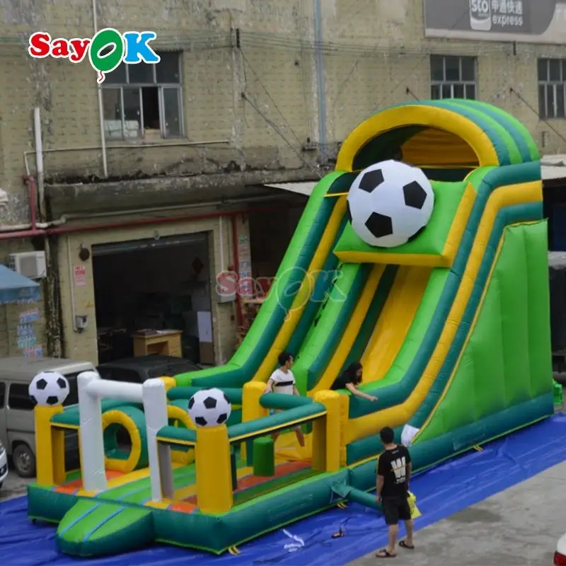 SAYOK 10x4x6mH Giant Inflatable Football Slide with Bouncer Inflatable Combo Soccer Slide for Kids Adult Outdoor Games