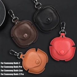 Luxury Leather Case For Samsung Galaxy Buds 2 Pro Buds Live Buds FE Case Bluetooth Wireless Headphones Protective Cover Keychain