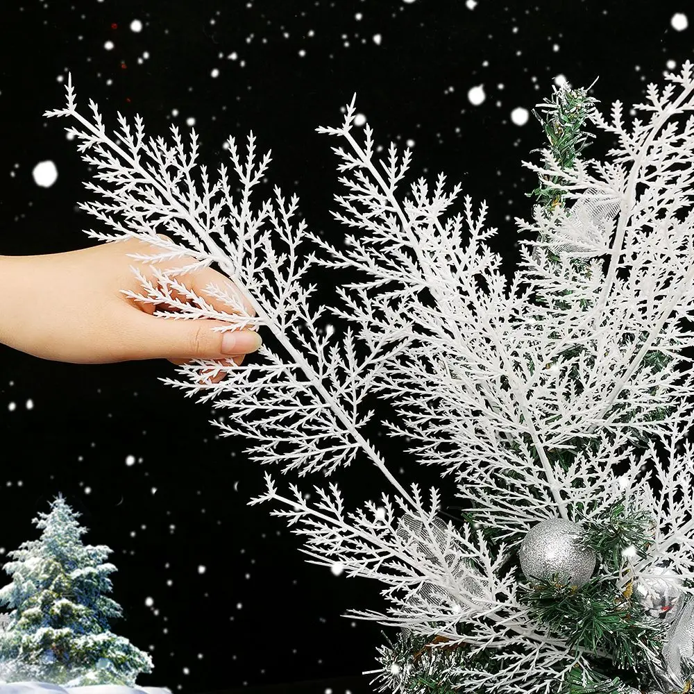

Christmas Tree White Artificial Pine Needles Ornaments DIY Artificial Wreath Garden Decoration Plant New Year Party Decor Supply