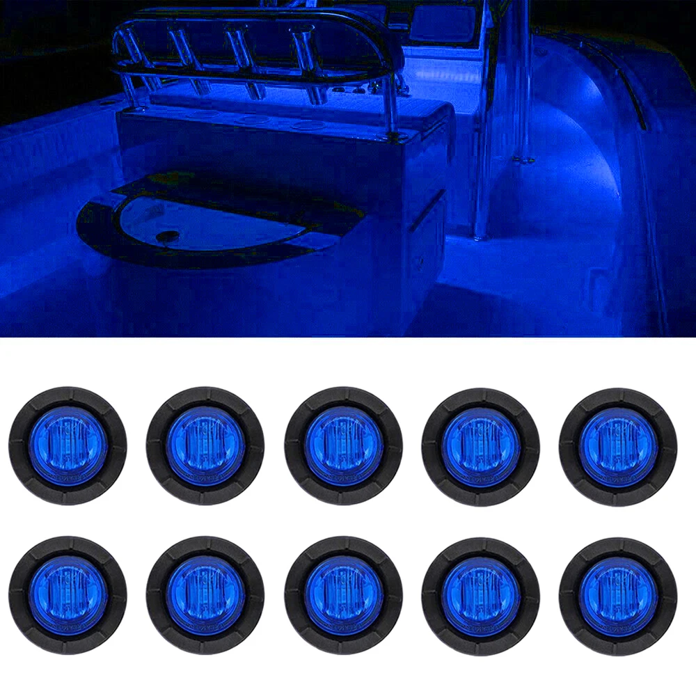 

10 шт. светодиодные круглые салонные фонари для лодки, дорогие транцевые фонари, водонепроницаемые боковые габаритные фонари для яхты