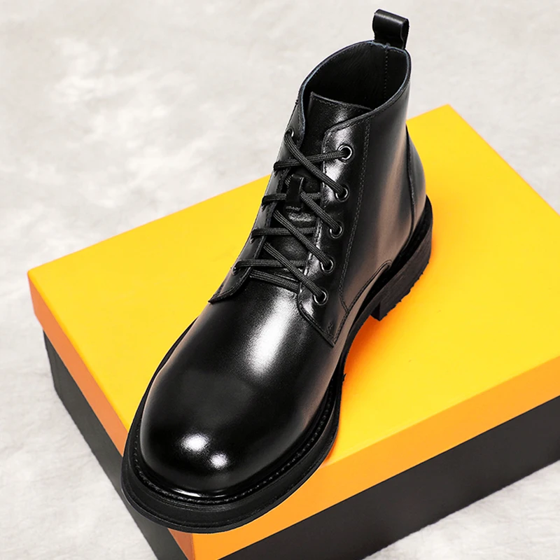 

Высокие туфли ручной работы из натуральной кожи, мужские повседневные деловые офисные ботинки дерби из воловьей кожи, мужские деловые ботильоны