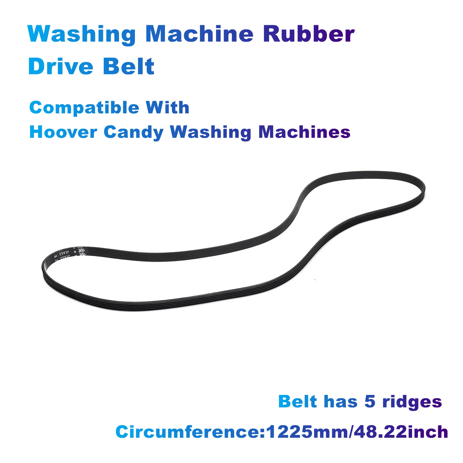 

Washing Machine Rubber Drive Belt(5EPJ1225)Circumference 1225mm Compatible With Hoover Candy Washing Machines,41039460,41021973