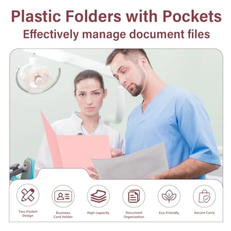 Kunststoff-Ordner mit Töpfen, Pastell-Ordner, 6 Stück, langlebige Aktenordner mit 2 Töpfen und Visitenkartensteckplatz im Letter-Format für das Schulbüro