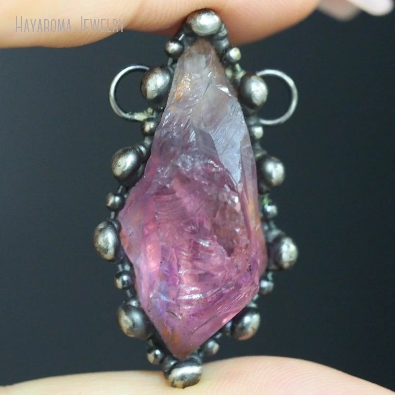 10Pcs Jewelry Vintage Handmade Geometric Free Form Amethysts Crystal Soldered Wholesale Tin Alloy Antique Silver Color Pendant