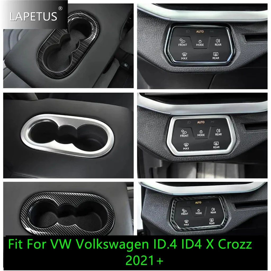 

Car Accessories Headlight Switch Control Panel / Rear Water Cup Holder Cover Trim For VW Volkswagen ID.4 ID4 X Crozz 2021 - 2024