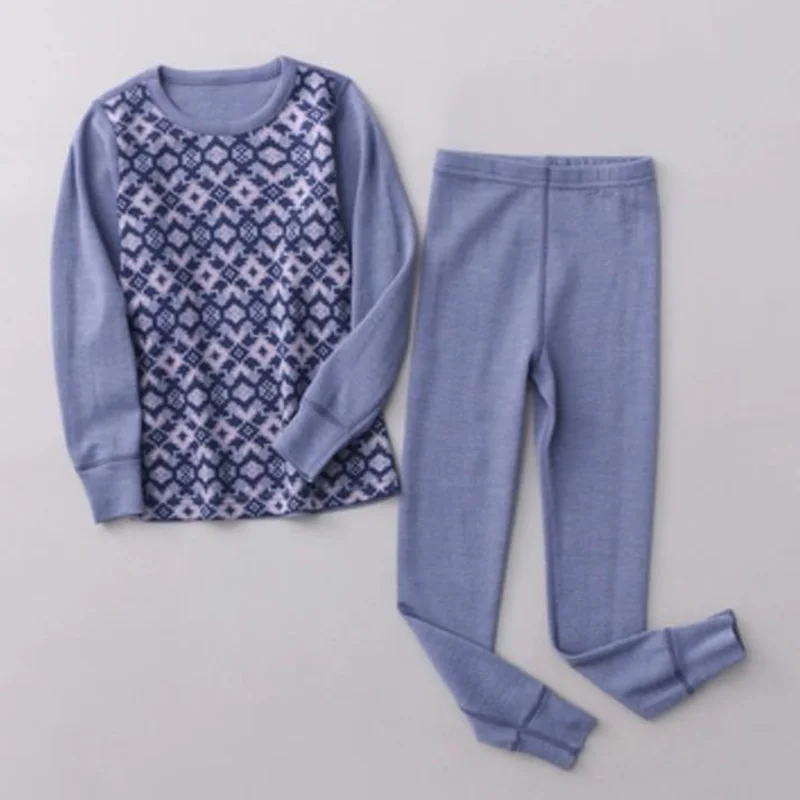 Supersoft Merino Wool Kids Base Layer Thermal Underwear Set 200gsm Long John's Baby Girls Boys Top And Pants Kinsei