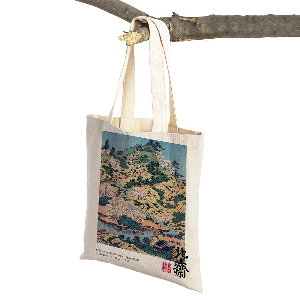 Hokusai Ohara Koson Japan Casual Shopper Bags Women Shopping Bag Double Print Abstract Lady Canvas Tote Flower Travel Handbag