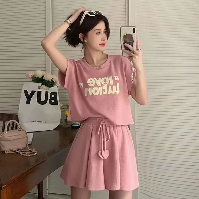 

Female Shorts Tracksuit Summer Fashion 2024 Women's Short Sets 2 Pieces New In Matching Korean Style Promotion Kit Tailor Full