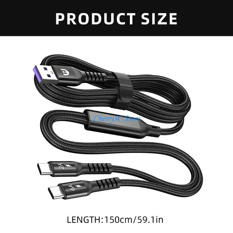 83CE Multi USB C Cable 2 en 1 Cable carga Tipo C múltiple C Cable nylon USB C Cable Nylon USB A hasta doble USB C