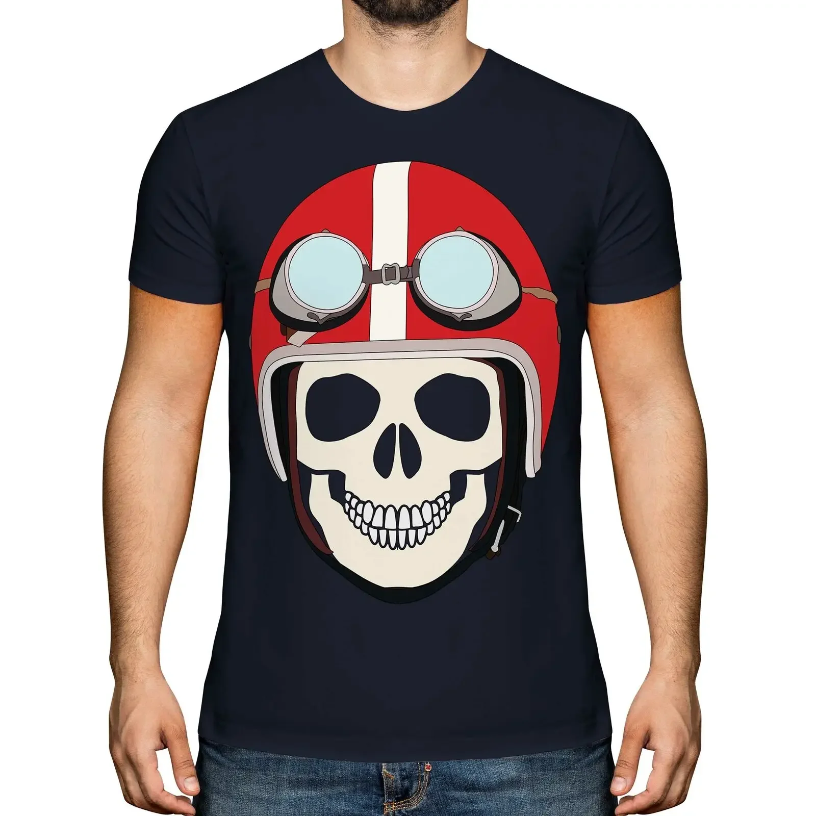 

Cool Pilot Skull Graphic Men's Tshirt Tee Top Gift World War 2 Men's 100% Cotton Casual T-shirts Loose Top Size S-3XL