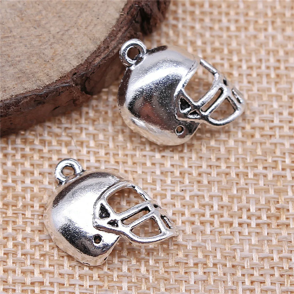 20pcs 20x15mm(0.79x0.59inch) Antique Silver Color Football Helmets Charms For Jewelry Making