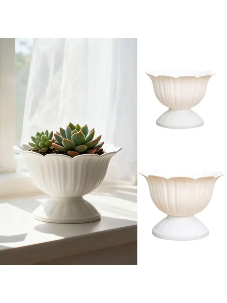 New White Roman Plant Pot Simple Art Flower Planter Decorative Desktop Vase Green Plant