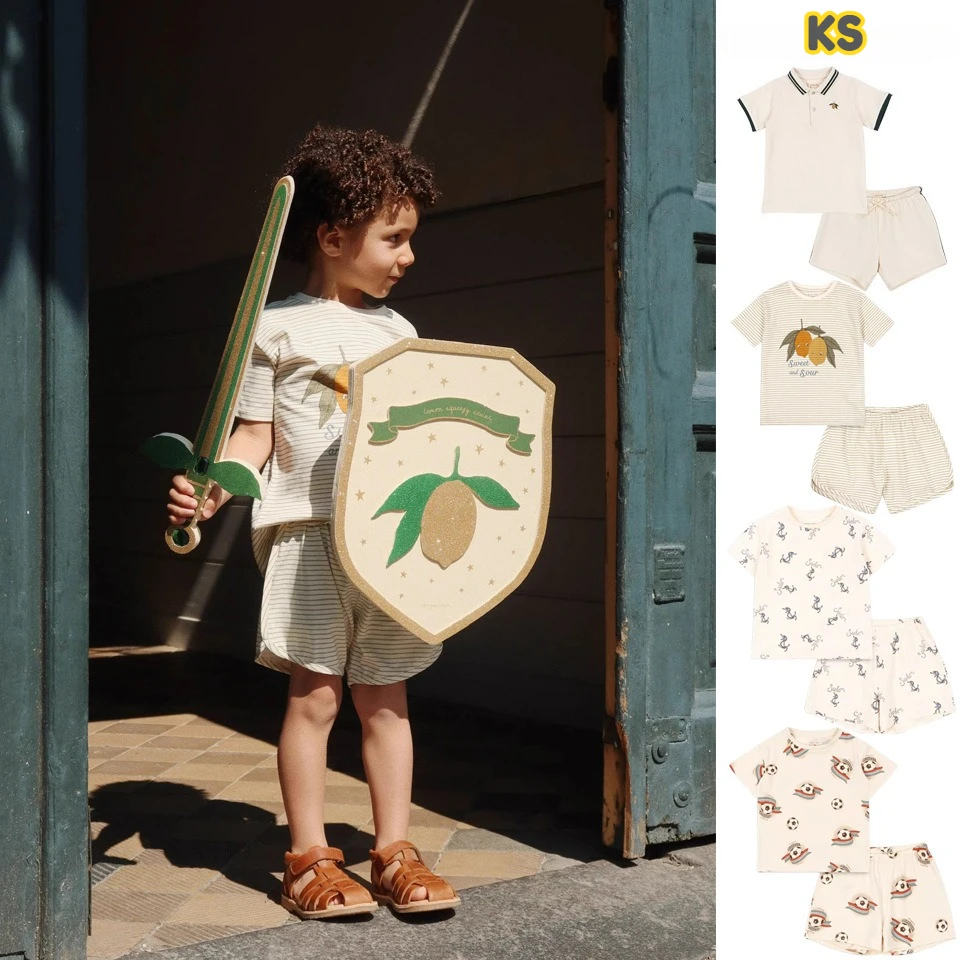 

Summer KS Baby Boys Short Sleeve T Shirts + Shorts 2 Pcs Sets Kids Clothes Boys Cotton Striped T-shirts Printed Homewear Suits
