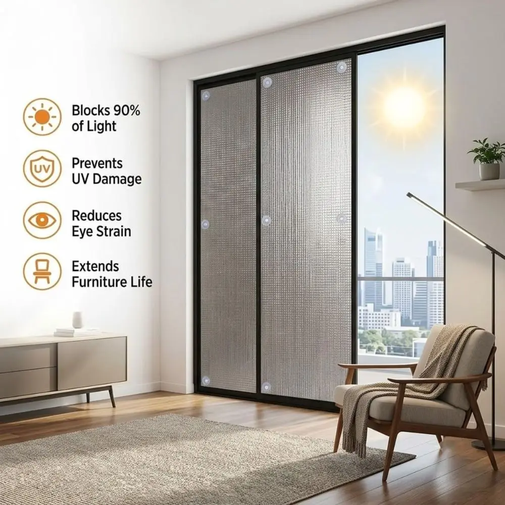 Aluminum Foil Window Insulation Film Double Side Removable Sunshade Protector Pad with Suction Cup Anti-UV