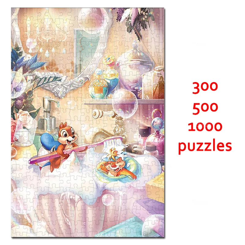 

Chip 'n' Dale Disney Cartoon Chipmunk Bathroom Bathing 300 500 1000PCS Puzzle Paper Jigsaw For Kids Teens Friends Gift Ornament