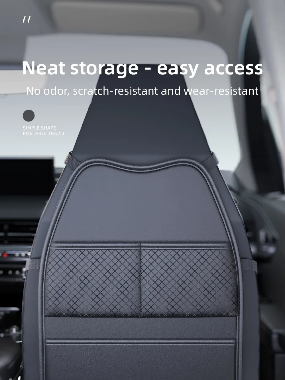 Autositz-Kick-Proof-Pad mit Taschen, PU-Leder, Schutzabdeckung für die Rückenlehne des Autositzes, multifunktionaler Tablet-Halter für Kinder – Detail 1