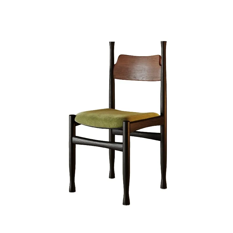 Medieval Solid Wood Dining Chair Home French Restaurant Backrest Chair Vintage Dressing Chair