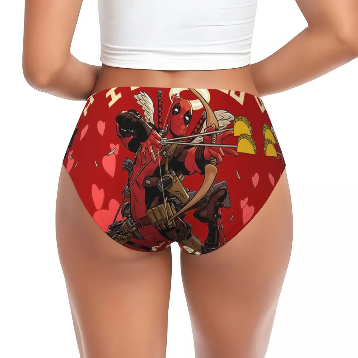 Roupa Interior Conforto Das Mulheres Personalizadas, Deadpool Cupido Breve Calcinha, Cuecas Femininas