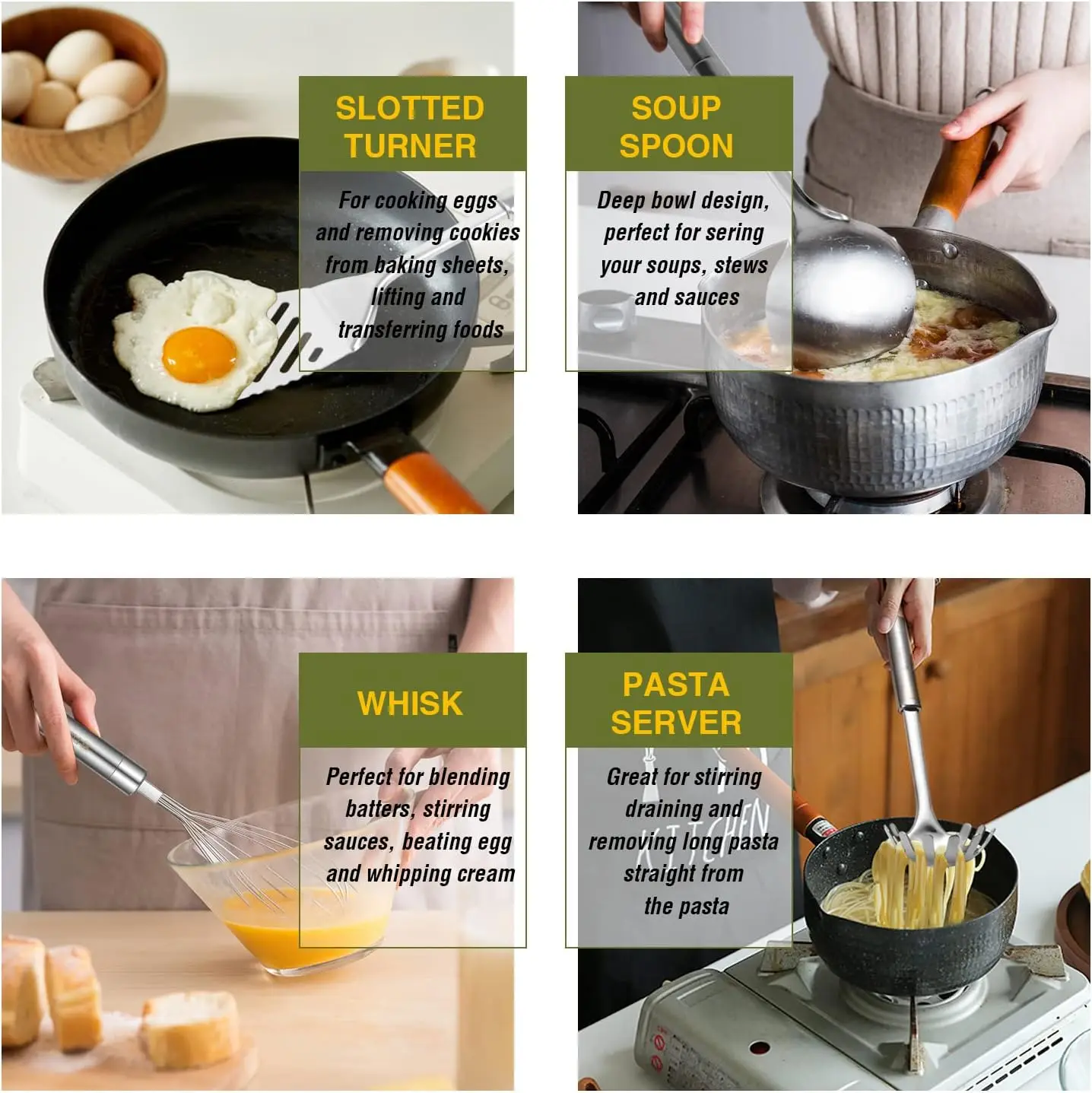 مجموعة أدوات المطبخ المصنوعة من الفولاذ المقاوم للصدأ - مجموعة إكسسوارات أواني الطبخ غير اللاصقة مكونة من 28 قطعة #6