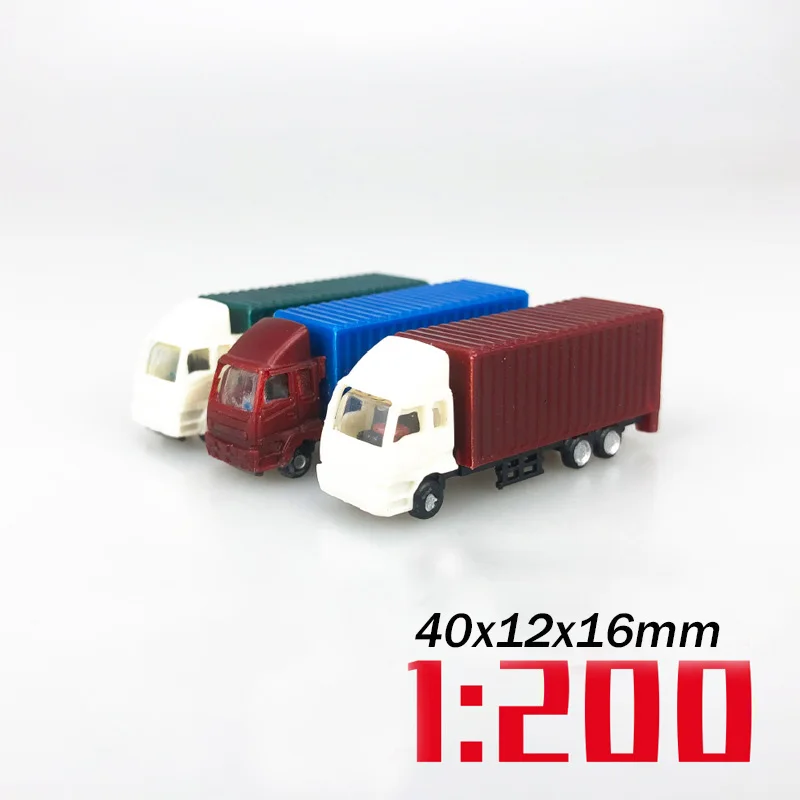 2Pcs Miniature Container Truck Model Kits Scale 1:100 1:150 1:200 Transporter Truck Lorry Vehicle Car Model Diorama Accessories view 4