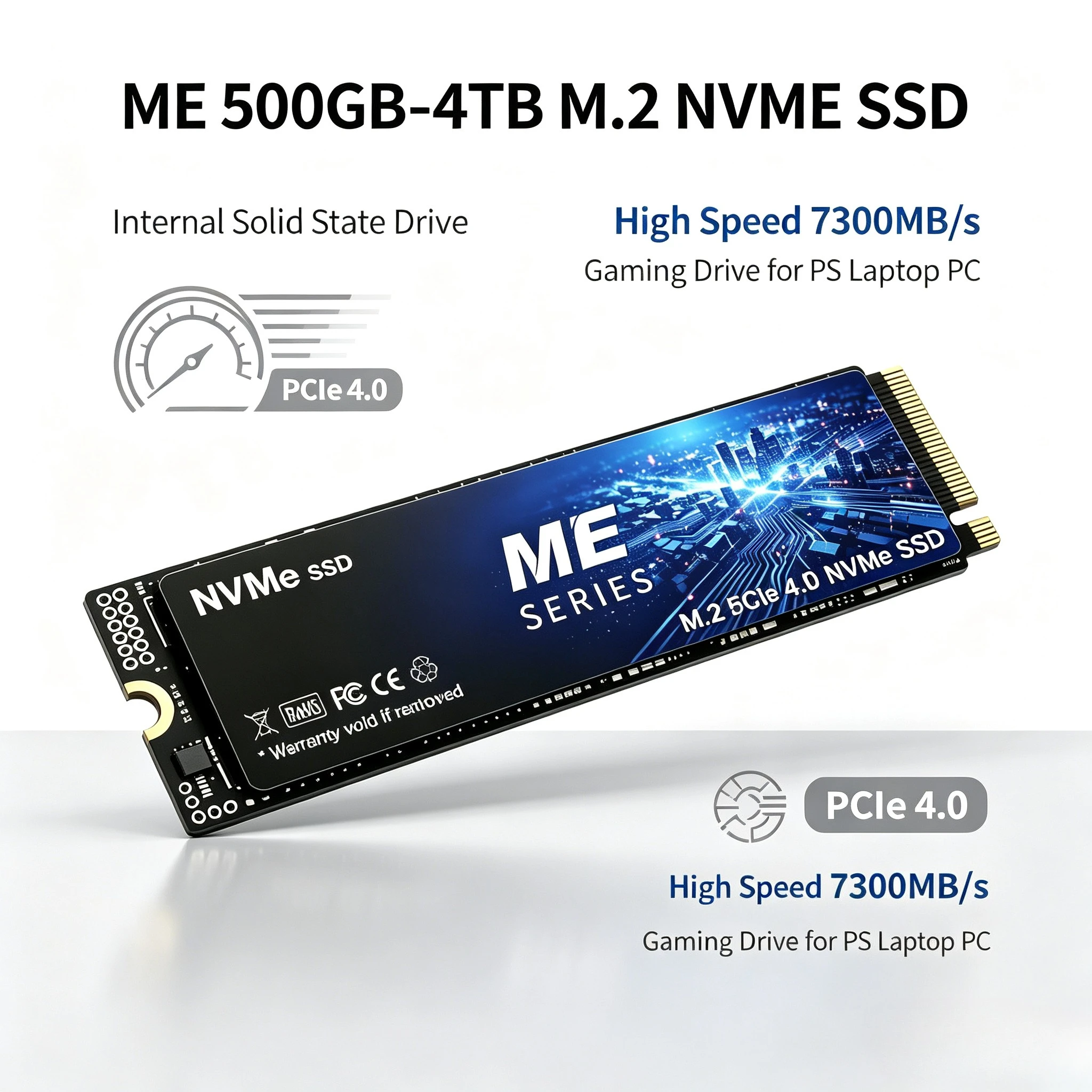 ME 500GB-4TB SSD M.2 NVMe Internal Solid State Drive High Speed 7300MB/s PCIe 4.0 Gaming Drive Works for PS Laptop PC Hard Disk