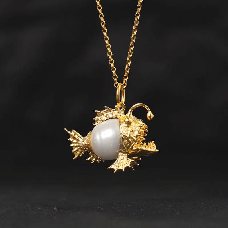 Amxiu Original Deep-Sea Blind Box Copper Alloy Mysterious Lantern Treehornfish Pendant Cute Niche Design Hip-Hop Style Necklace