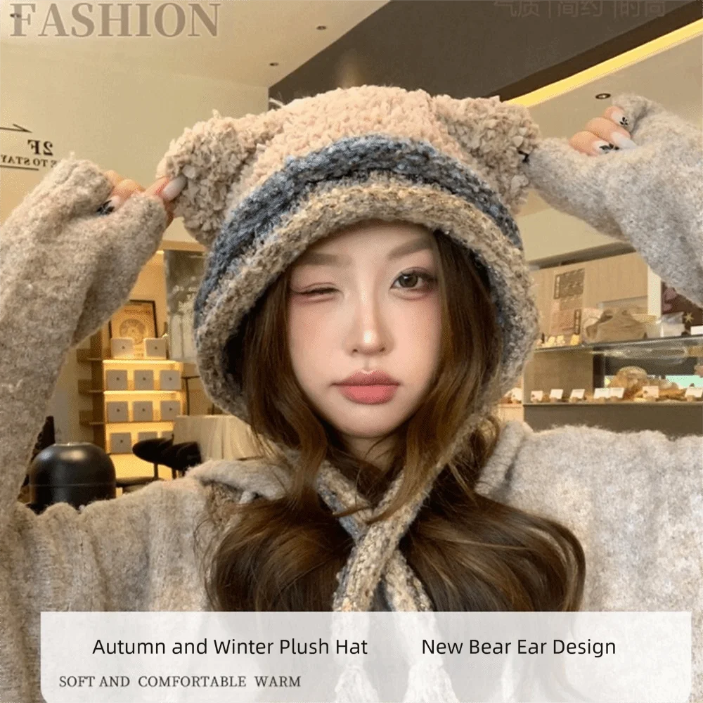

Fashion Windproof Ear Protection Hat Cold Proof Thickened Pullover Hat Colorful Hood Cap Winter