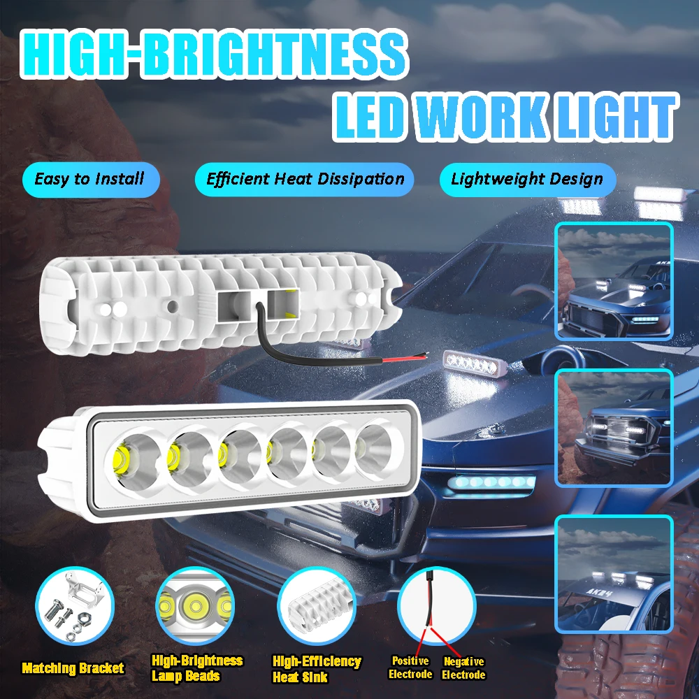 

Белая светодиодная рабочая лампа для автомобиля, 18 Вт, 6-светодиодная внедорожная световая панель, для внедорожников, квадроциклов, тракторов, лодок, грузовиков, фары для помощи при вождении.