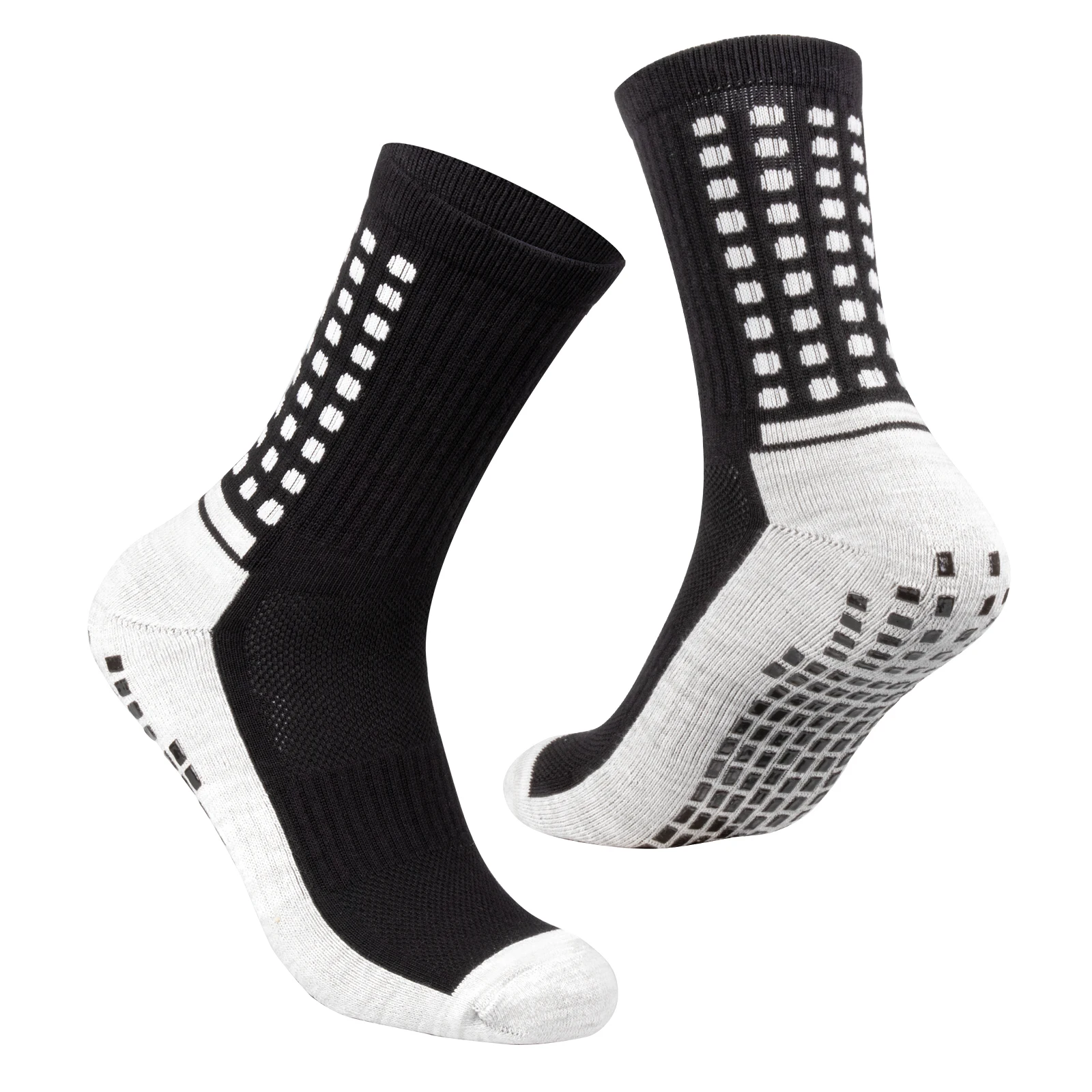 YUEDGE 3 Pairs Mens Grip Socks Soccer Non Slip Socks for Men Anti Slip Hospital Socks Grippers Non Skid Training Athletic Socks