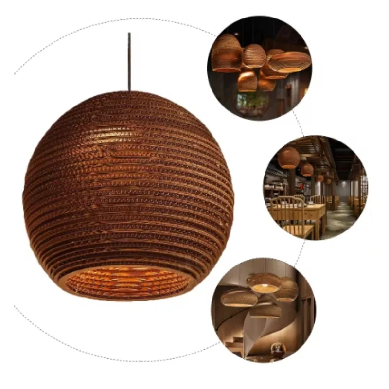 Natuurlijk Houten Rieten Bamboe Lichtschaduw 20Cm Modern Rond Ontwerp Hanger Lignt Hoes Voor Thuis Woonkamer Hotel Decoratief Licht