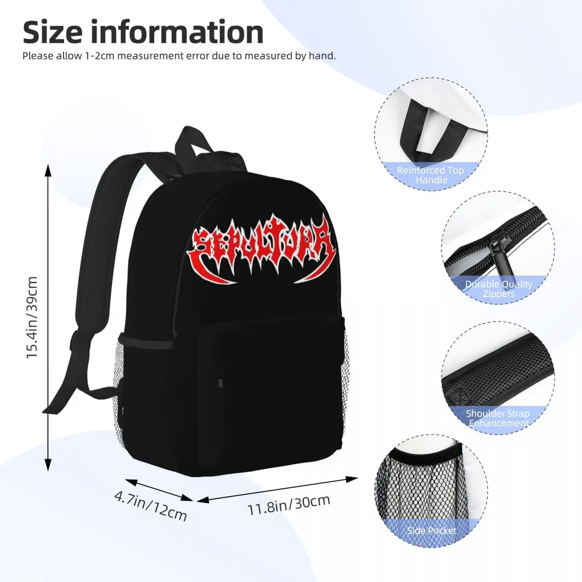 Sepultura Slayer Death Metal Backpack Student Boys Girls BookBag Men Women School Bag Computer Shoulder Bags
