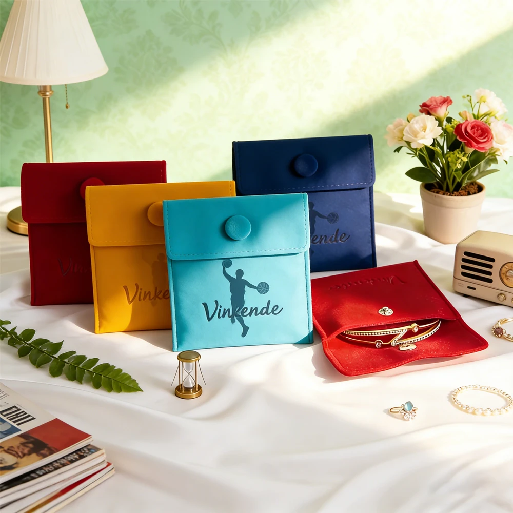 

50/100 шт. 8x8 см Бархатные мешочки для украшений, упаковка для ювелирных изделий, сумки на кнопке, с возможностью нанесения логотипа, для хранения серег, ожерелий, браслетов, замшевые мешочки для рукоделия