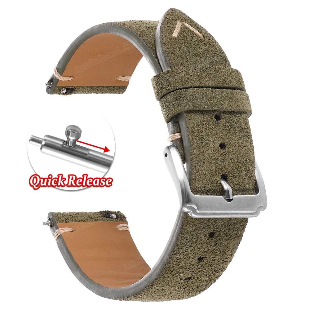 14mm 16mm 18mm 19mm 21mm 20mm 22mm Bandjes Suède Horlogebanden Quick Release zachte Kalfsleer Horlogeband Universele Vrouwen Mannen Armbanden - afbeelding 1