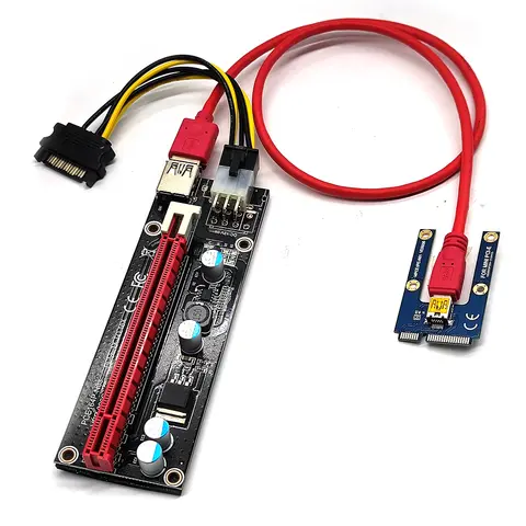 USB 3.0 Mini PCI-E Riser Card PCI Express x16 Extender PCIE Riser Adapter Card Power Cabl SATA to 6pin Power For Mining Miner
