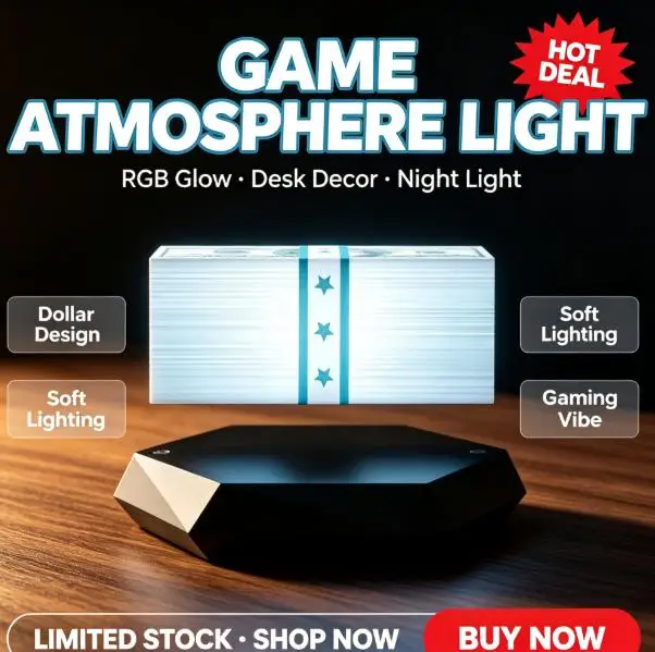 Maglev Floating Money Lamp RGB Soft Glow Game Atmosphere Night Light Dollar Banknote Design Desktop Ornament Game