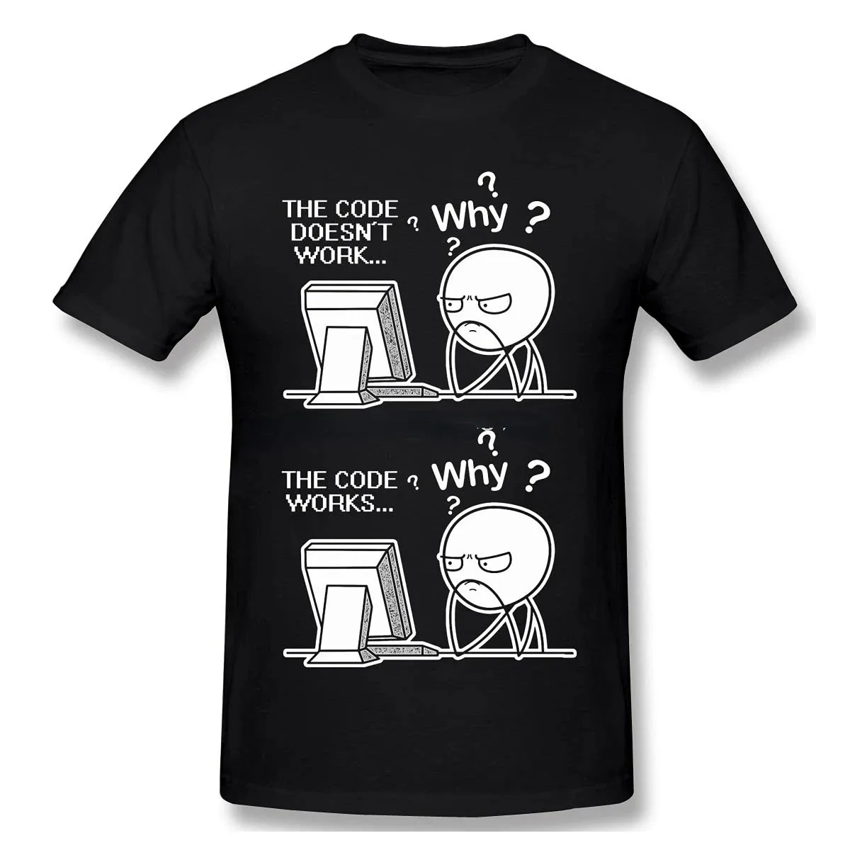 

Creative Funny Programmer Code Works Why Meme Print T-Shirt Camiseta Hombre Linux Operating System Fashion Streetwear For Gift