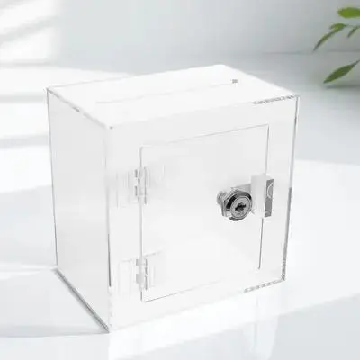 

Ящик для пожертвований с замком, прозрачный акриловый дизайн, для голосования, предложений, жалоб, сбора средств