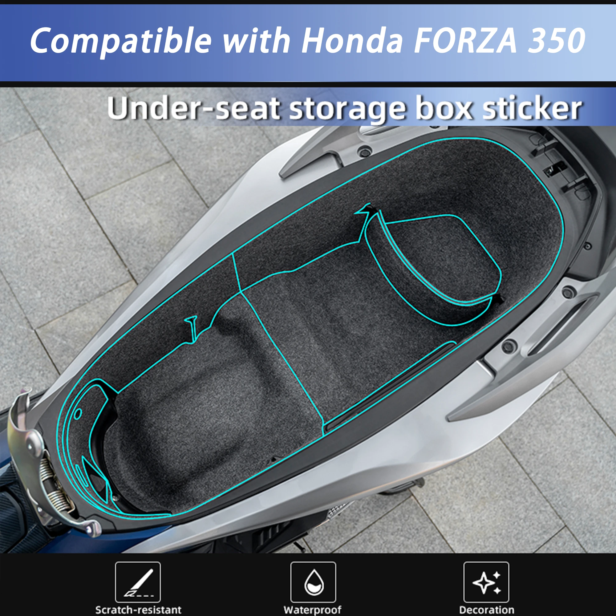 Compatible with Honda FORZA 350 Scooter Underseat Storage Liner Pad,Shock‑Absorbing Storage Box Protector Pad Cushion