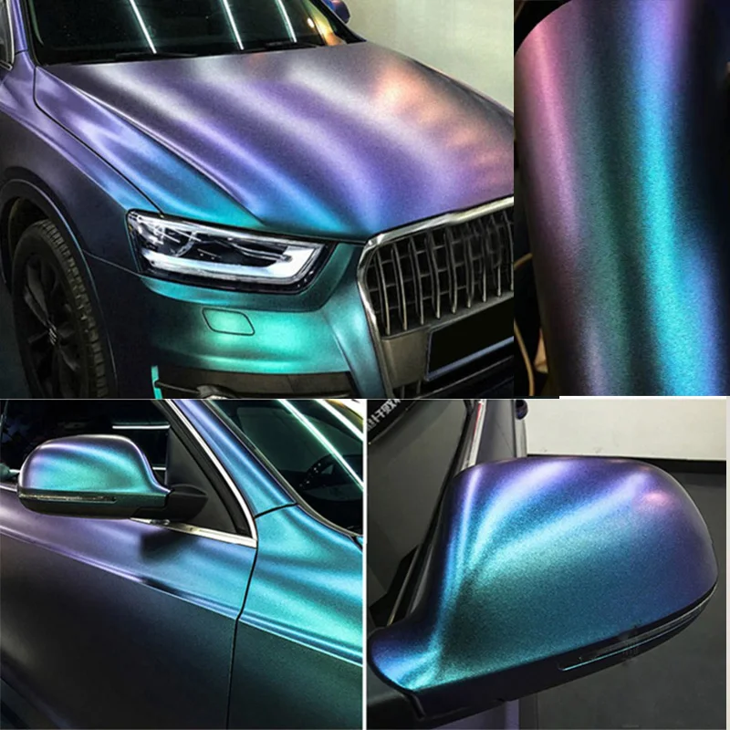 152*300cm/lot Chameleon pearl glitter vinyl sticker Dark blue to purple Chameleon car wrap film Pearl glitter diamond vinyl film