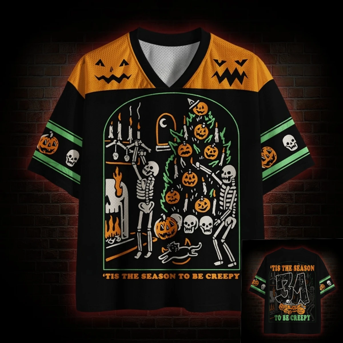 Halloween Retro Gothic Dark Unisex Jersey,Vintage Electric Horror Monster Graphic,Adult and Kids Available,For Party Festival