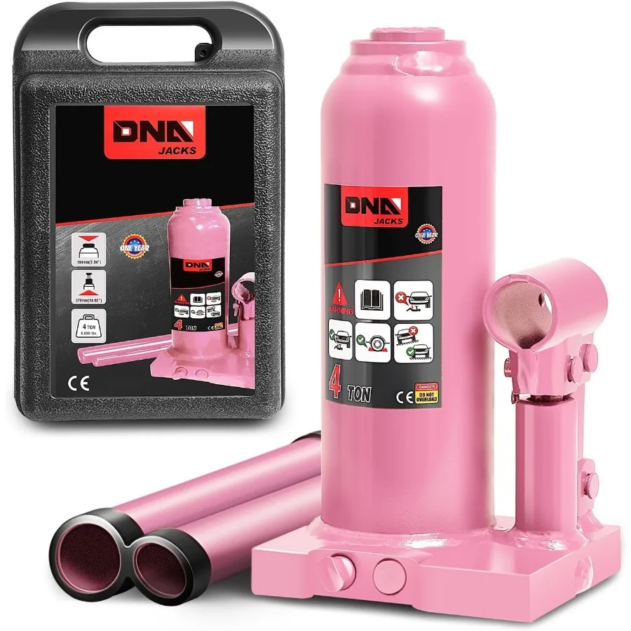 

4 тонны 8818,5 фунта подъемный автомобильный сварной гидравлический домкрат для бутылок для ремонта автомобиля пикап с ручной ручкой розовый идеальный