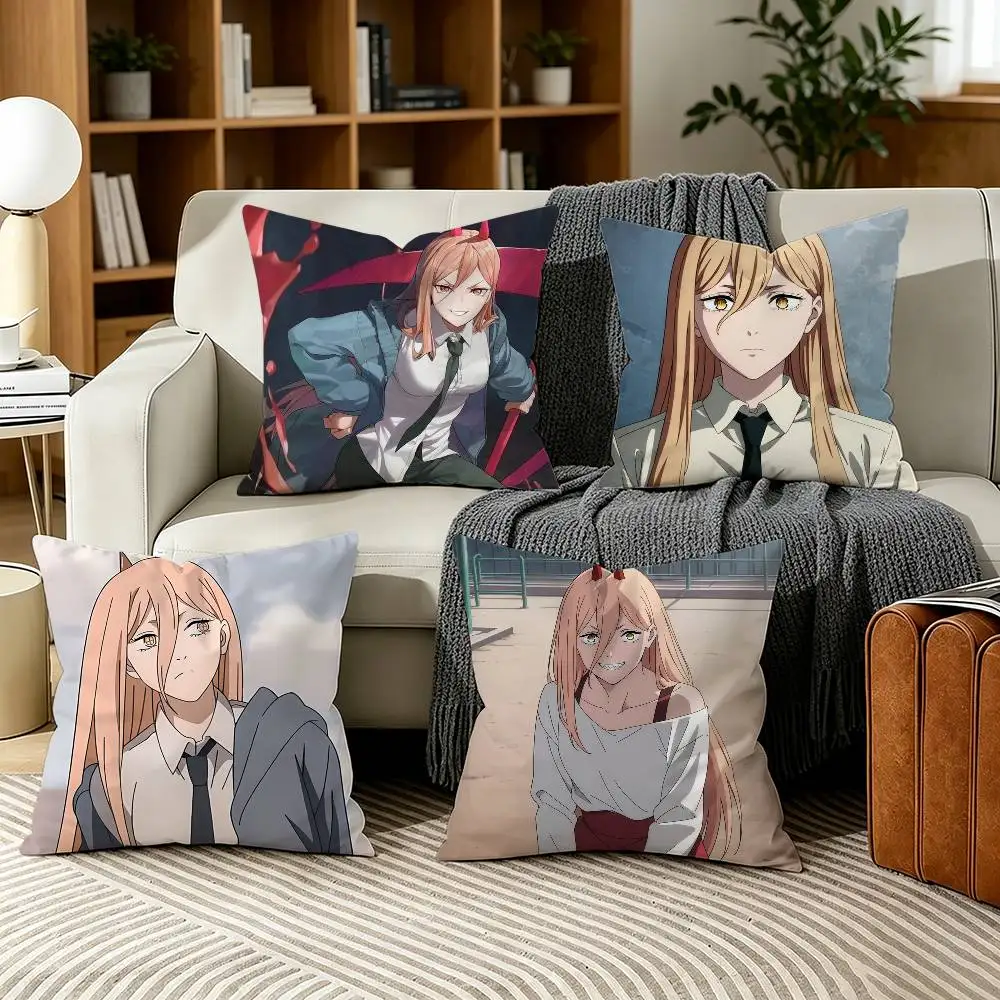 Anime Chainsaw Man Power Pillow Case for Sofa Living Room Home office Decor Protective Cover
