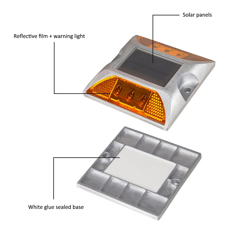 1/2PCS Solar Powered Raised Road Stud Maker Pathway Deck Dock LED Steady Light