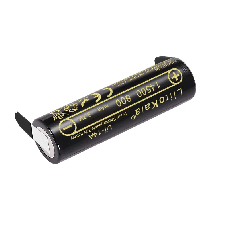 1-100pcs LiitoKala 14A-N 14500 Li-ion Battery 3.7V 800mAh Rechargeable Battery 1000 Times for LED Flashlight Toys Calculator