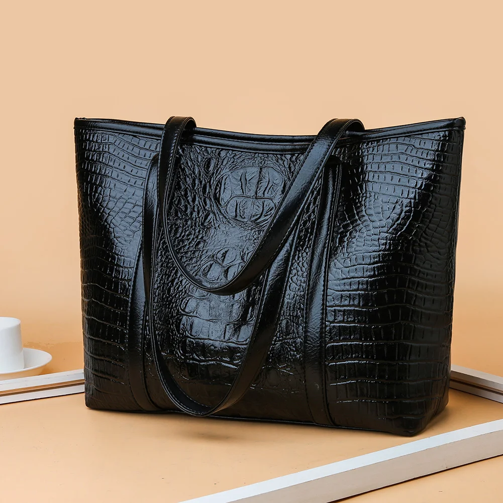 Hot Sale Handbags Classic Delicate Texture Vintage Crocodile Leather Women Handbag Large Capacity Shoulder Shopping Bag