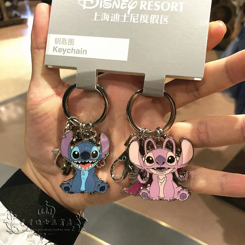 

Disney genuine anime Lilo & Stitch cartoon Stitch Angel cute metal keychain pendant kids backpack decoration Christmas present