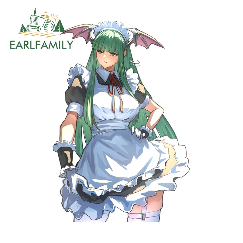 EARLFAMILY Maid Morrigan Aensland Car Stickers Adorable Beautiful Girl Graphics Decals Beautiful Waterproof Motorcycle Decor