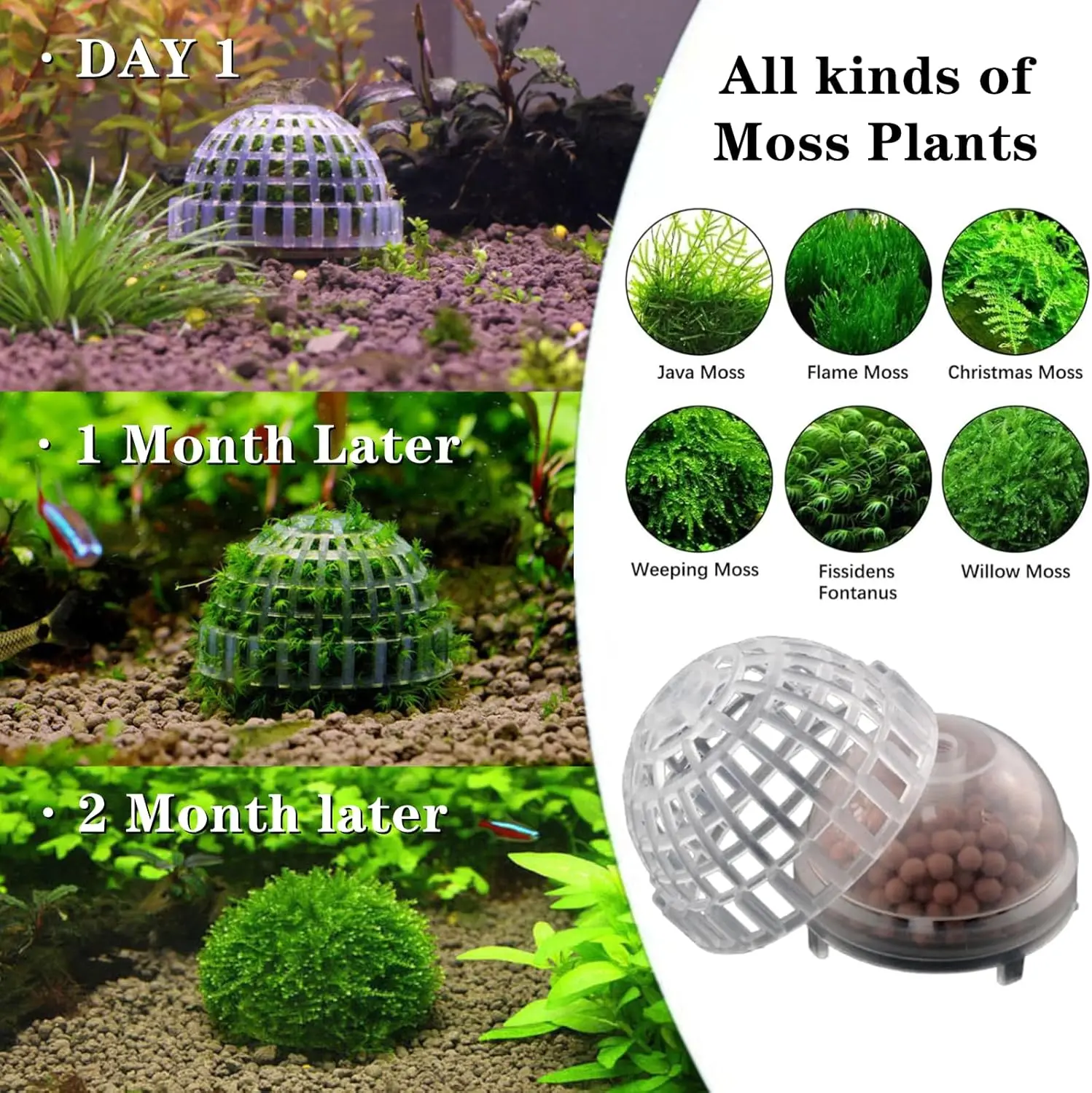 Filtro de bola de musgo para acuario de plástico, suministros acuáticos para mascotas, decoraciones para camarones, pecera, productos para mascotas, decoración de pecera, molde de musgo